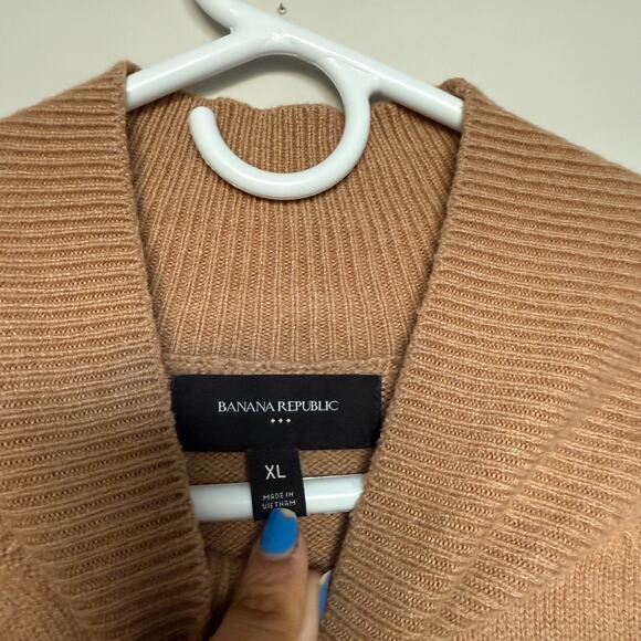 Banana Republic Womens Sweater XL Tan Wool Blend Minimalist Relaxed Capsule Fall - Picture 4 of 7